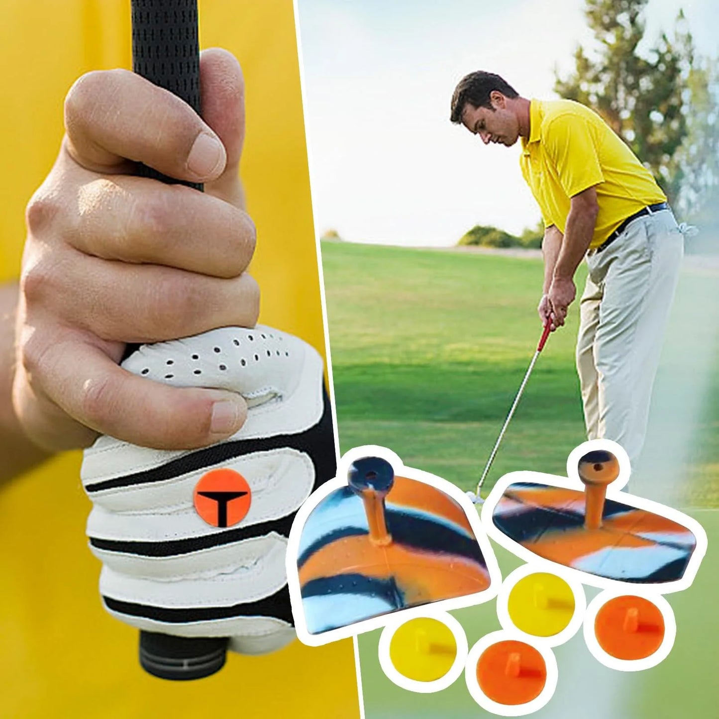 New T-Grip Golf Grip Trainer Anti-Slip Reduced Grip Pressure Golf Grip Calibrator Golf Club Grip Pad Golf Accessories