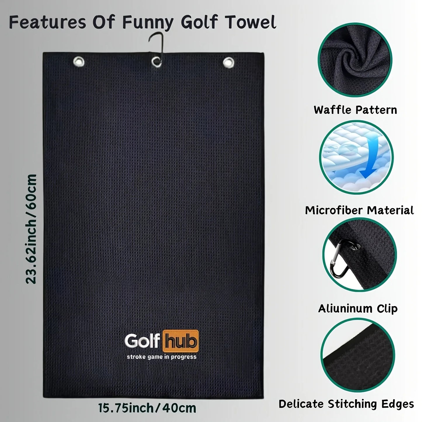 Funny Embroidered Microfiber Premium Golf Towel, Golf Accessories for Men Golfers Dad Boyfriend Husband Birthday Retirement